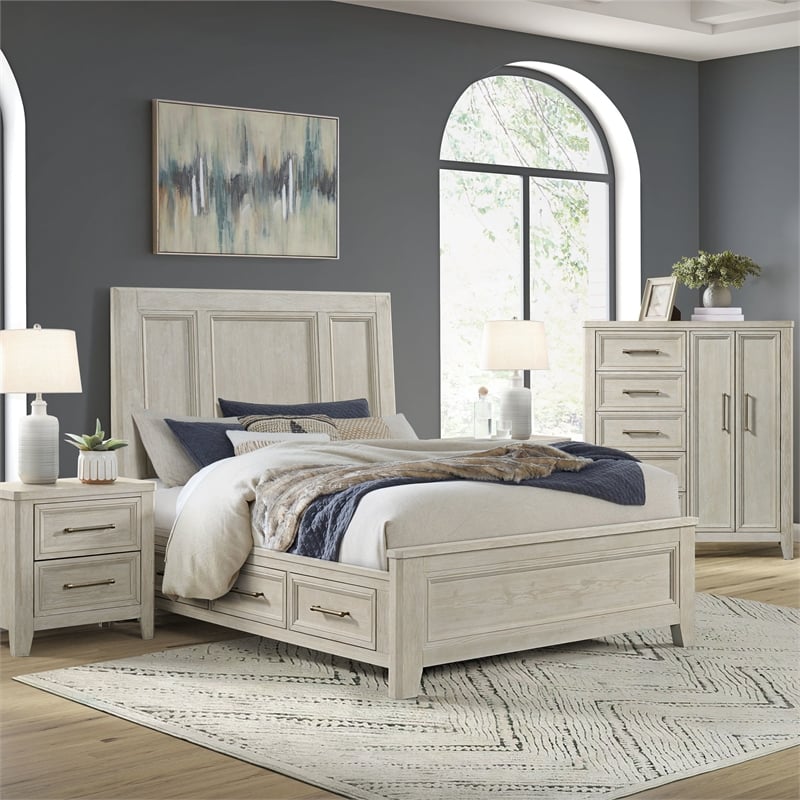 Intercon Carlson Queen Storage Bed in Washed Linen