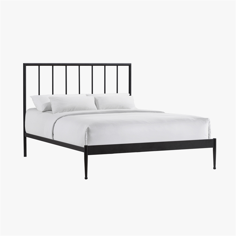 Intercon Modern Queen Metal Bed in Matte Black