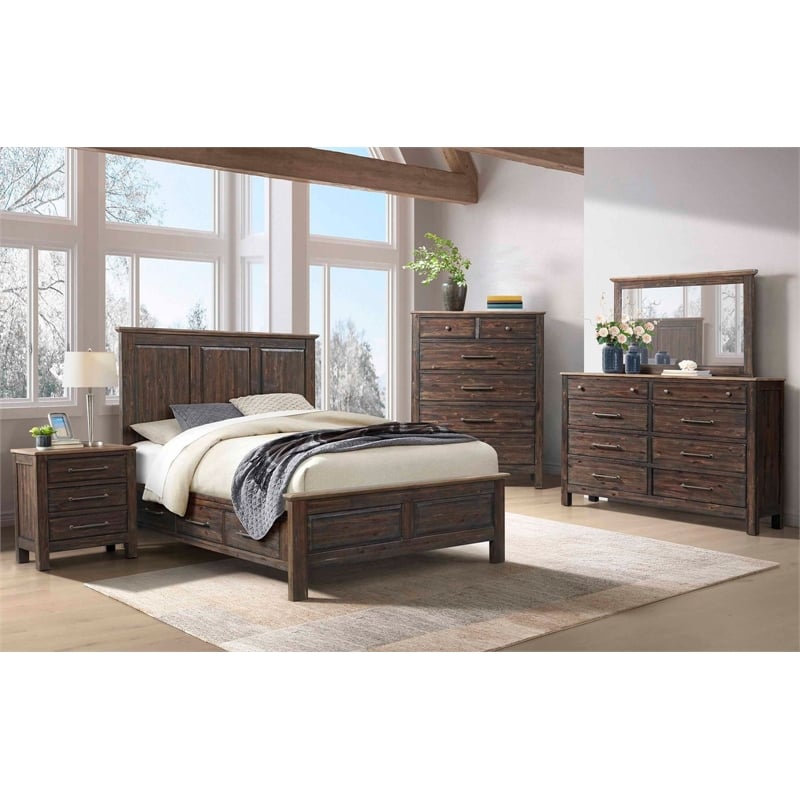 Intercon Transitions Queen Storage Bed in Driftwood and Sable