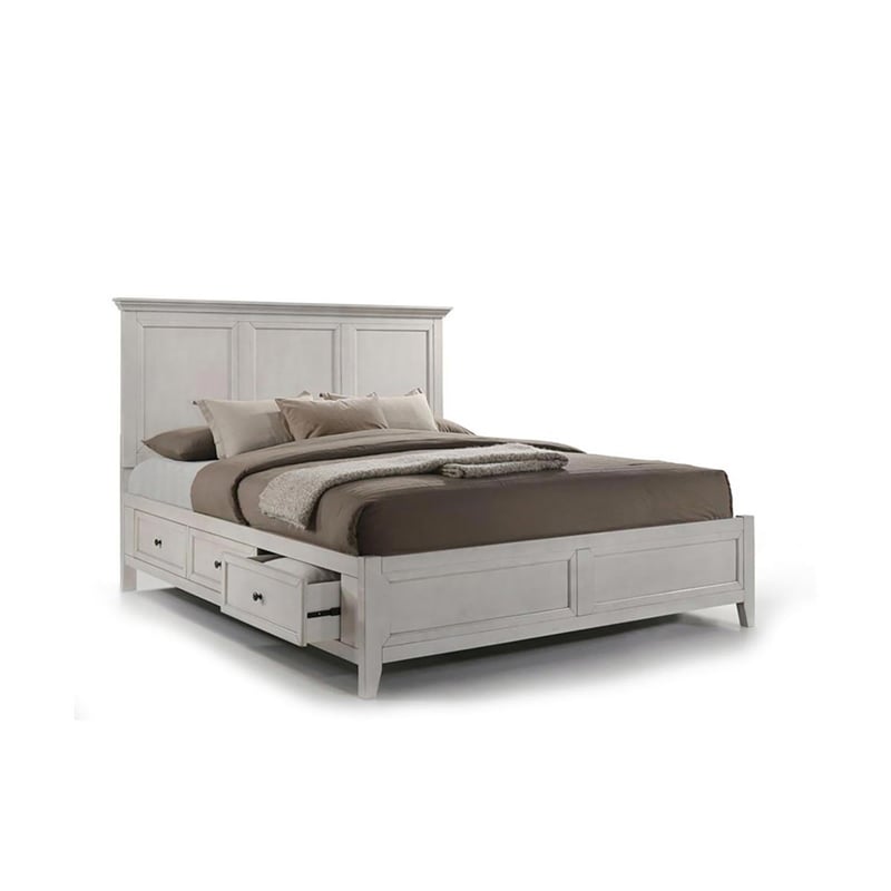 Intercon San Mateo King Storage Bed in Rustic White