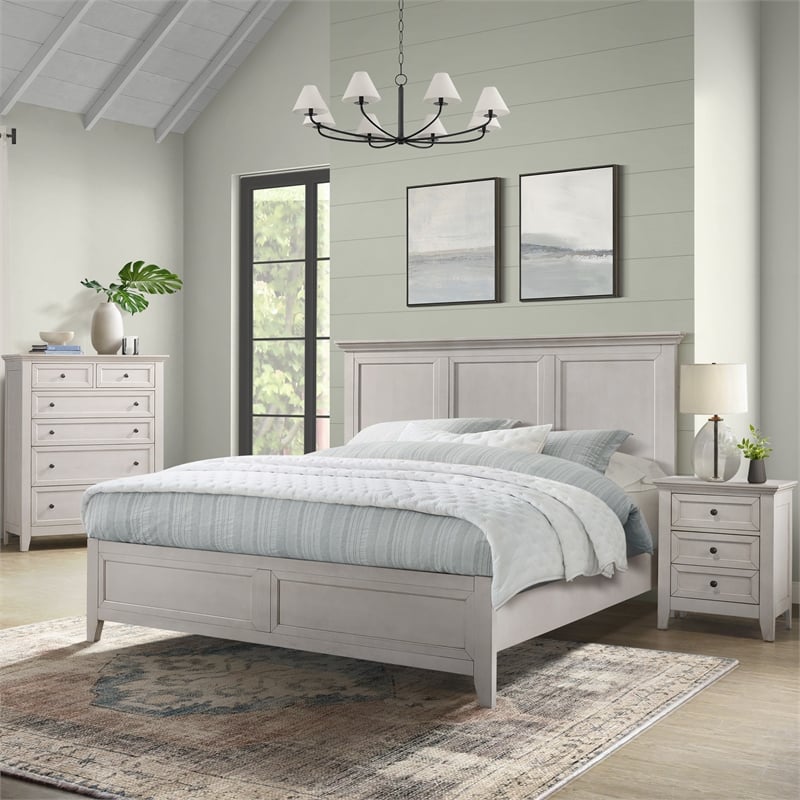 Intercon San Mateo Queen Standard Bed in Rustic White