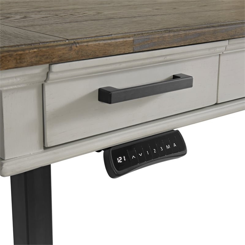 Intercon Drake Lift Desk in Rustic Gray and French Oak