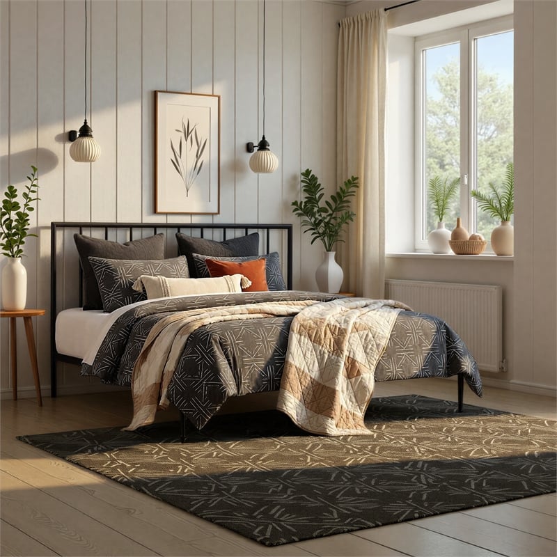 Intercon Modern King Metal Bed in Matte Black