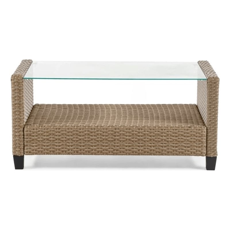 Muse & Lounge Co. Fields Outdoor Patio Coffee Table in Natural Wicker / Rattan