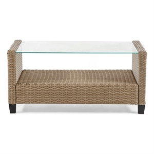 Muse & Lounge Co. Fields Outdoor Patio Coffee Table in Natural Wicker / Rattan