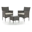 Muse & Lounge Co. Fields 3-Piece Bistro Set in Gray PE Wicker / Rattan