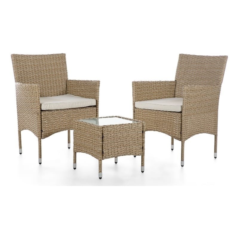 Muse & Lounge Co. Fields 3-Piece Bistro Set in Natural PE Wicker / Rattan