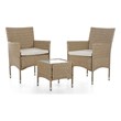 Muse & Lounge Co. Fields 3-Piece Bistro Set in Natural PE Wicker / Rattan