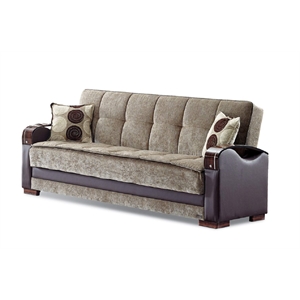 Beyan Signature Rochester 87&quot Chenille Convertible Sleeper Sofa in Light Brown