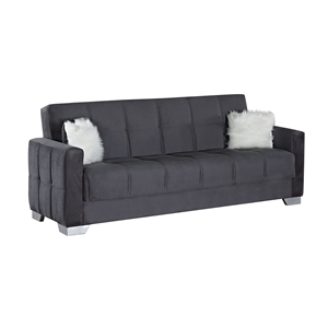 Beyan Signature Ottawa 90&quot Microfiber Convertible Sleeper Sofa in Gray