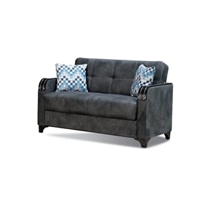 Beyan Signature Nebraska 61&quot Microfiber Convertible Sleeper Loveseat in Gray