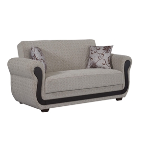 Beyan Signature Newark 67&quot Chenille Convertible Loveseat in Beige/Espresso