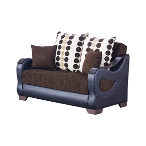 Beyan Signature Illinois 62&quot Chenille Convertible Sleeper Loveseat in Brown/Gray