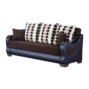 Beyan Signature Illinois 86&quot Chenille Convertible Sleeper Sofa in Brown/Gray