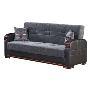 Beyan Signature Montana 89&quot Chenille Convertible Sleeper Sofa in Gray/Brown