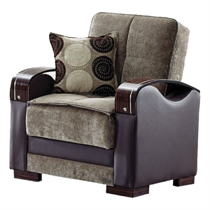 Beyan Signature Rochester 35&quot Chenille Convertible Sleeper Chair in Light Brown