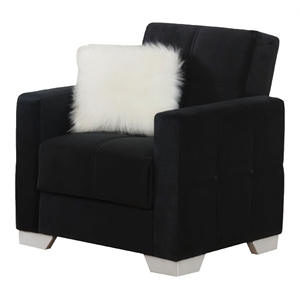 Beyan Signature Ontario 35&quot Microfiber Convertible Sleeper Chair in Black/Silver