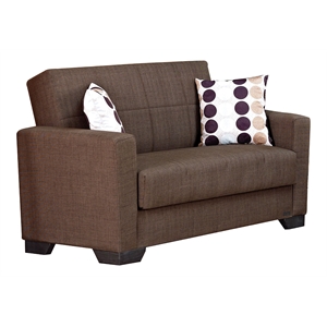 Beyan Signature Vermont 63&quot Fabric Convertible Sleeper Loveseat in Brown