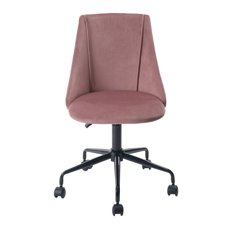 Homycasa Cian Swivel Seat Modern Velvet Upholstered Task Chair in Rose Pink