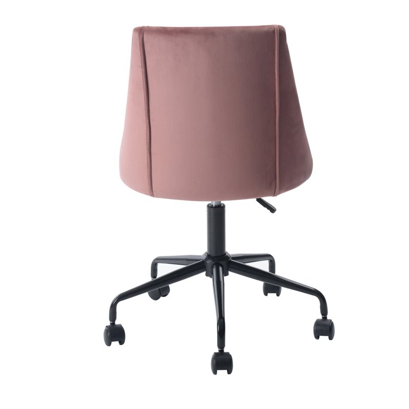 Homycasa Cian Swivel Seat Modern Velvet Upholstered Task Chair in Rose Pink