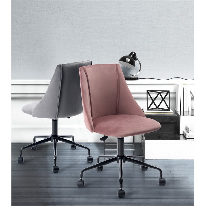 Homycasa Cian Swivel Seat Modern Velvet Upholstered Task Chair in Rose Pink