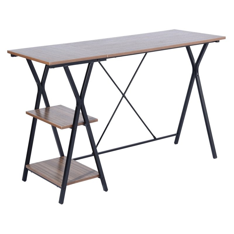 Homycasa Maddie Modern Engineered Wood Computer Desk with Shelves in Brown