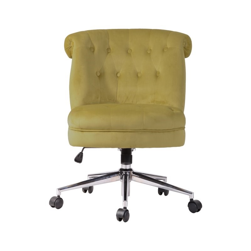 Homycasa Velvet Upholstered Curved Mid-Back Home Office Chair in Ginger Green