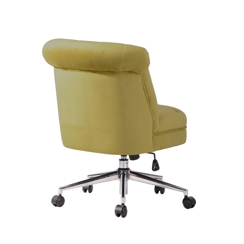 Homycasa Velvet Upholstered Curved Mid-Back Home Office Chair in Ginger Green