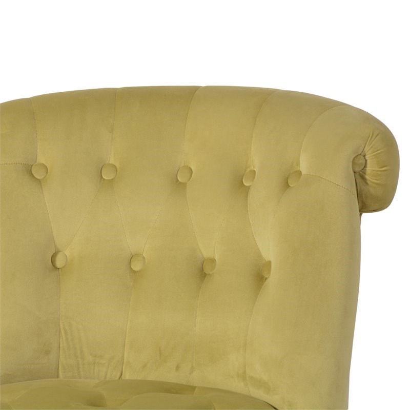 Homycasa Velvet Upholstered Curved Mid-Back Home Office Chair in Ginger Green