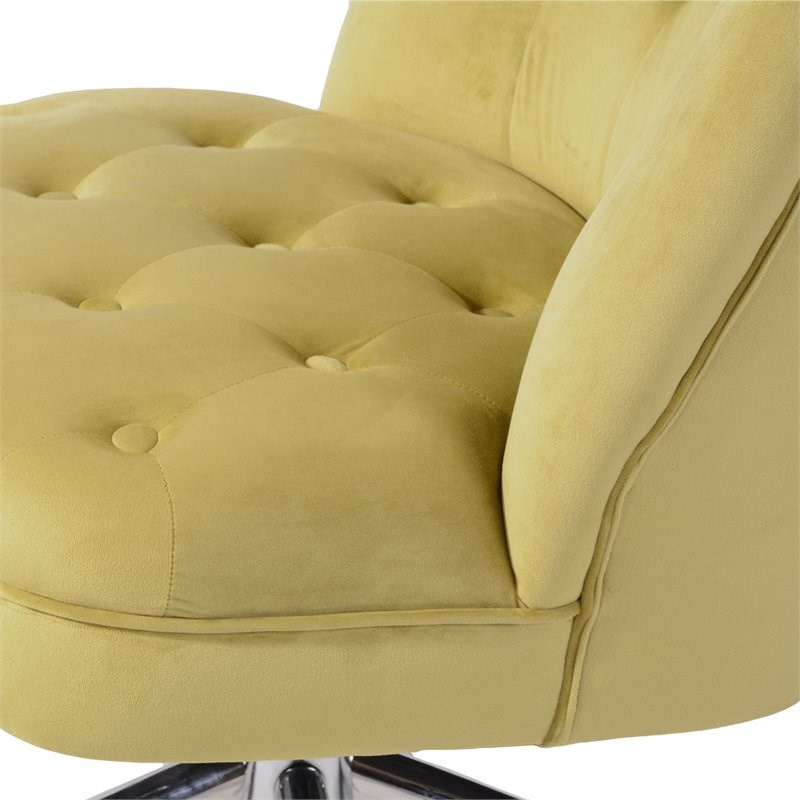 Homycasa Velvet Upholstered Curved Mid-Back Home Office Chair in Ginger Green