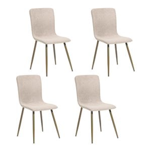 Homycasa Scargill Fabric and Metal Dining Chairs in Beige (Set of 4)