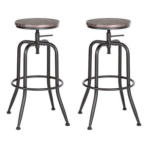 Homycasa Anacletus 27.2&quot Adjustable Metal Bar Stools in Brown (Set of 2)