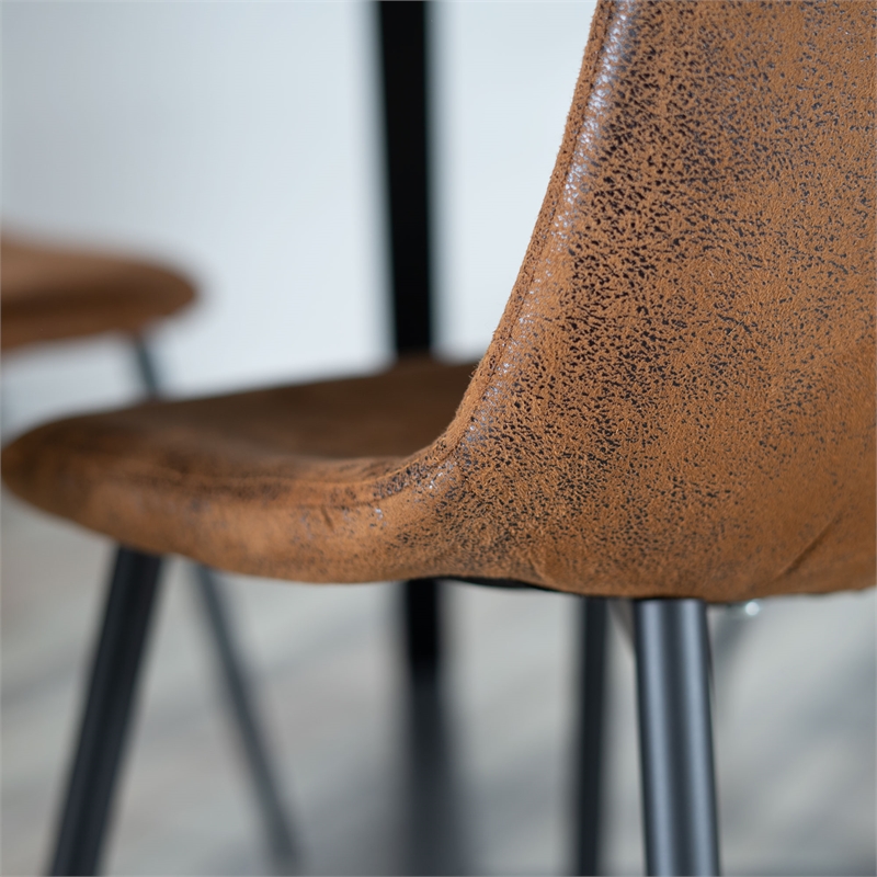 Homycasa Charlton Micro-suede Fabric Dining Chair in Brown (Set of 4)