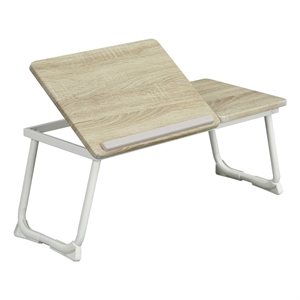 Homycasa Foldable Laptop Desk Wood Breakfast Tray Table for Sofa Bed Beech White
