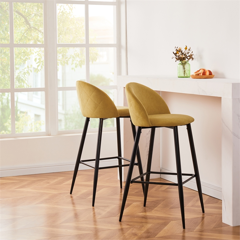 Homycasa 30 IN. Low Back Metal Frame Barstool With Fabric Seat ( Set of 2)