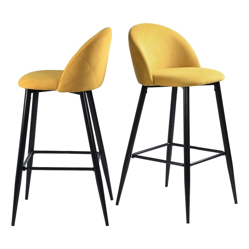 Homycasa 30 IN. Low Back Metal Frame Barstool With Fabric Seat ( Set of 2)