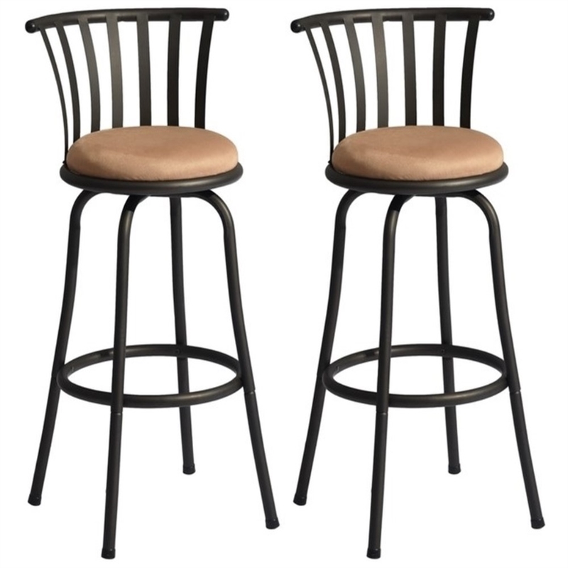 Homycasa Velvet Brown 29'' Bar Stool Swivel High Back Barstools(Set of 2)