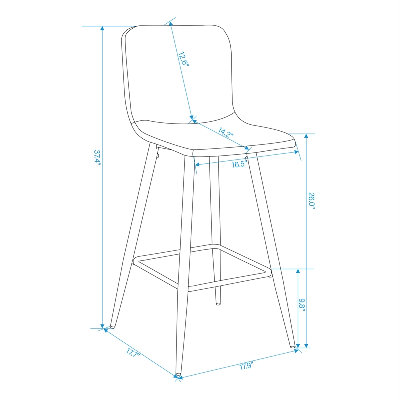Homycasa 26 IN Upholstered Metal Frame Bar Stool (Set of 2)