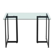 Homycasa 47 INTempered Glass Top Black Base Elegant Dining Table