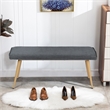 Homycasa Gray Fabric Upholstered Bench Oak Leg