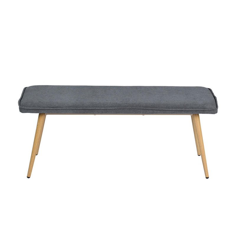 Homycasa Gray Fabric Upholstered Bench Oak Leg