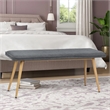 Homycasa Gray Fabric Upholstered Bench Oak Leg