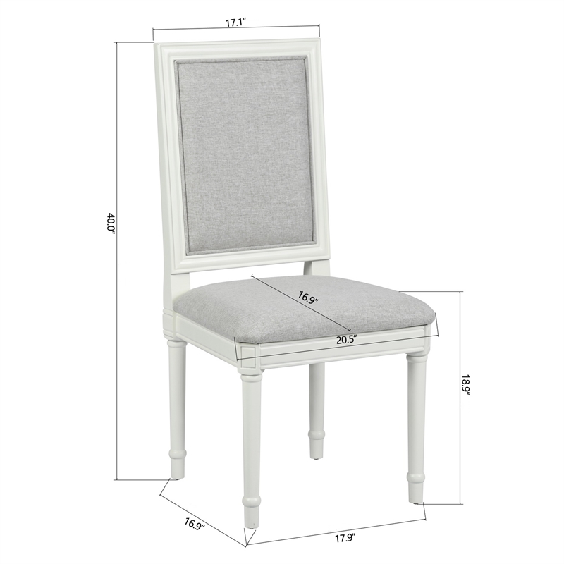 Homycasa Farmhouse Dining Chairs (Set of 6) Solid Wood in Cream White