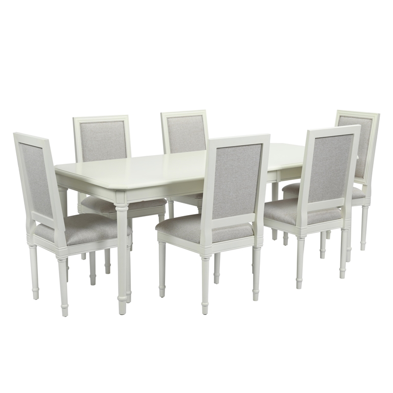 Homycasa Farmhouse Dining Chairs (Set of 6) Solid Wood in Cream White