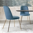 Homycasa Velvet Side Blue Chair Set of 2 with Gold Finish Metal Legs