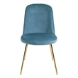 Homycasa Velvet Side Blue Chair Set of 2 with Gold Finish Metal Legs
