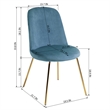 Homycasa Velvet Side Blue Chair Set of 2 with Gold Finish Metal Legs