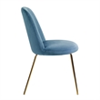 Homycasa Velvet Side Blue Chair Set of 2 with Gold Finish Metal Legs