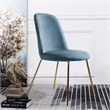 Homycasa Velvet Side Blue Chair Set of 2 with Gold Finish Metal Legs