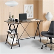 Homycasa 47'' Solid Wood Brown Wide Reversible Desk with 2 Shelves